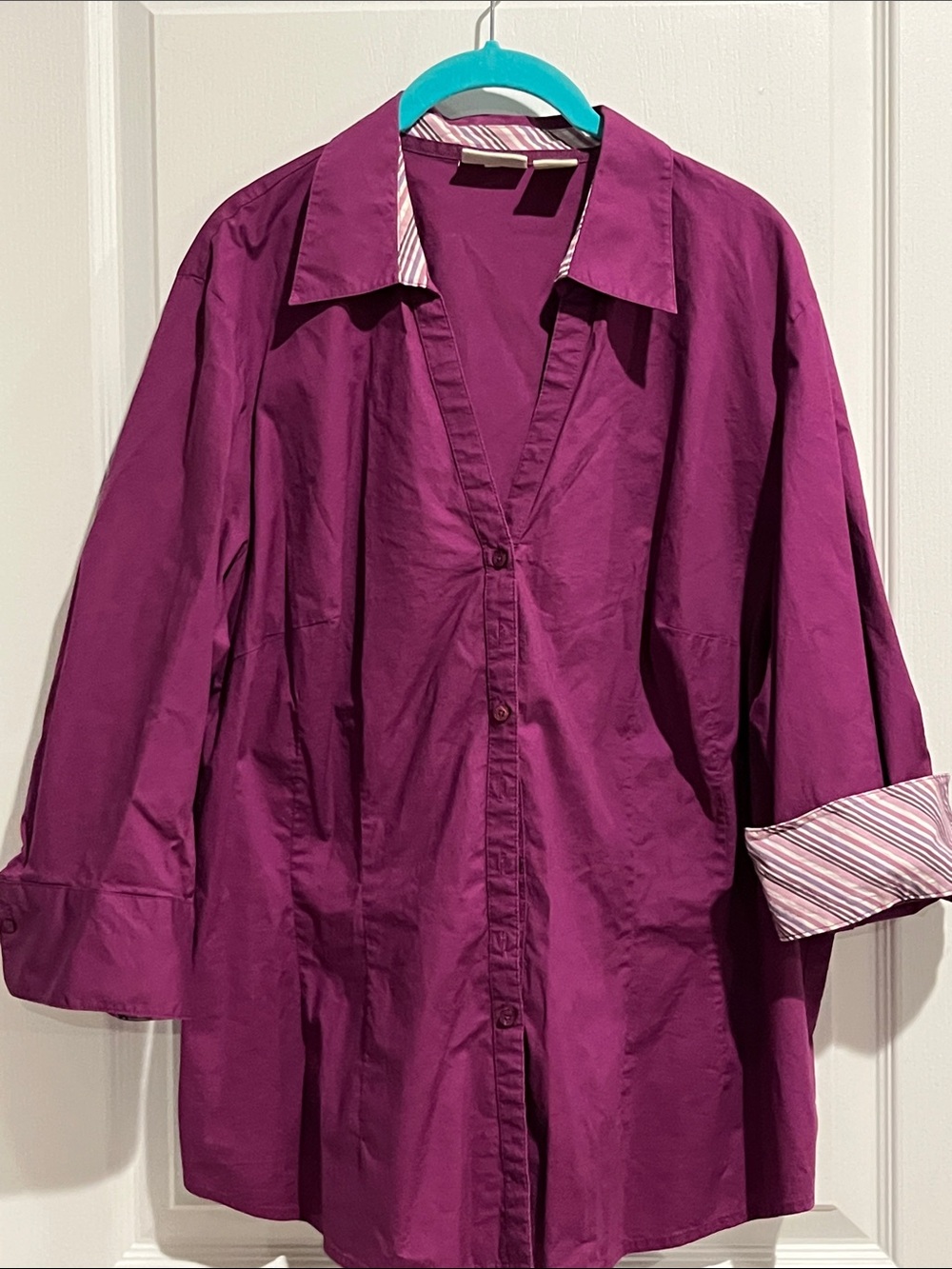 St. John's Bay Button-Down Shirt in Deep Magenta